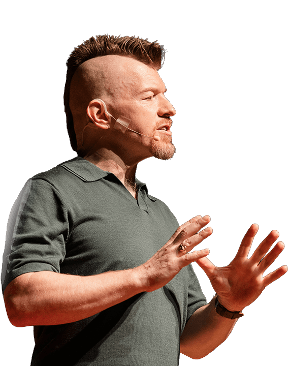 Shane Lukas speaking on the TEDx stage