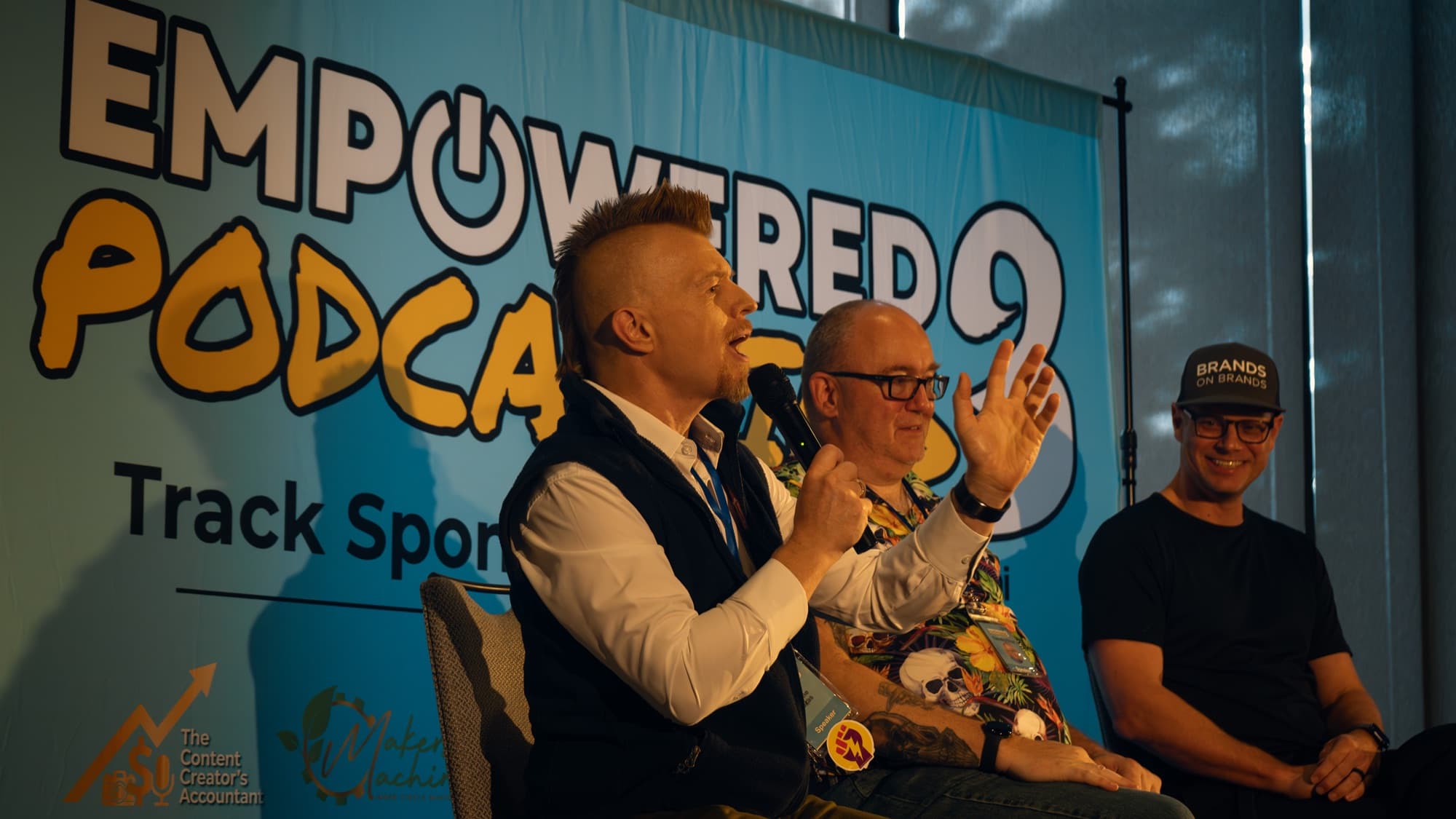 Shane Lukas speaking on the Empowered Podcasters panel